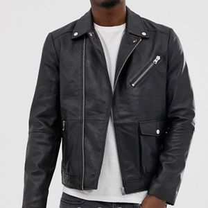 Barney’s Originals Leather Biker Jacket